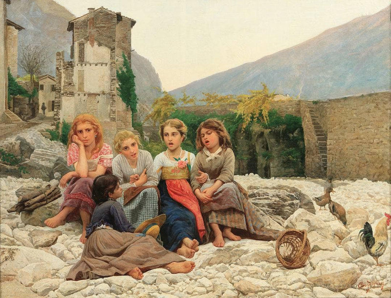 Girls who sang in the valley by Noè Bordignon — Oil Painting Reproduction