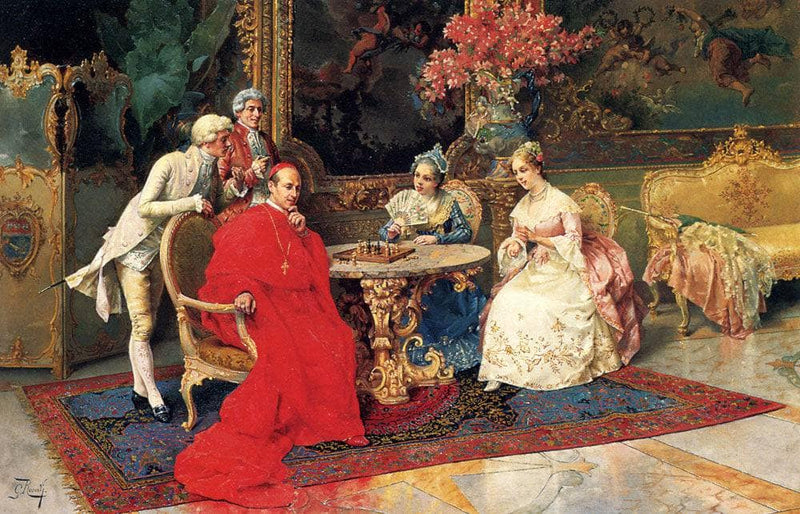 Chess Players by Giulio Rosati — Oil Painting Reproduction