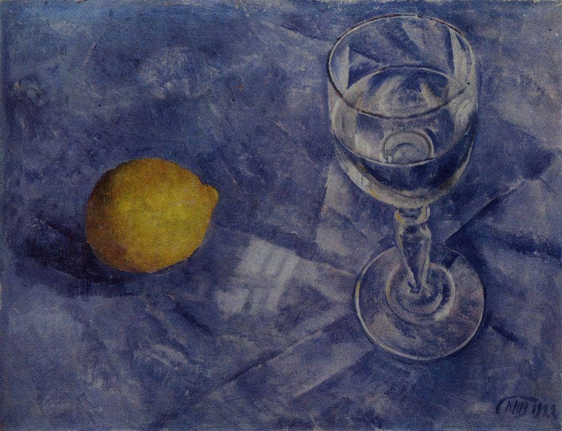 Glass and lemon by Kuzma Petrov-Vodkin — Oil Painting Reproduction