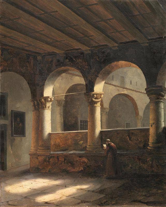 Glimpse of the monastery of Florence by Vincenzo Abbati — Oil Painting Reproduction