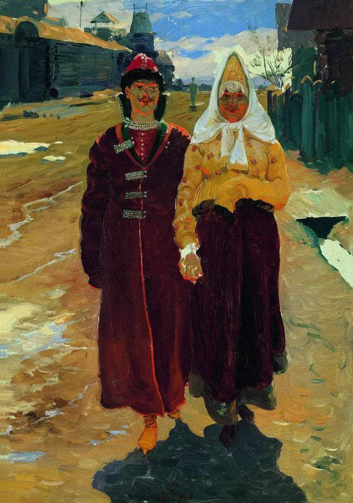 Going on a Visit by Andrei Ryabushkin — Oil Painting Reproduction