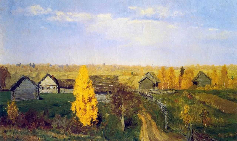 Golden autumn, village by Isaac Levitan — Oil Painting Reproduction