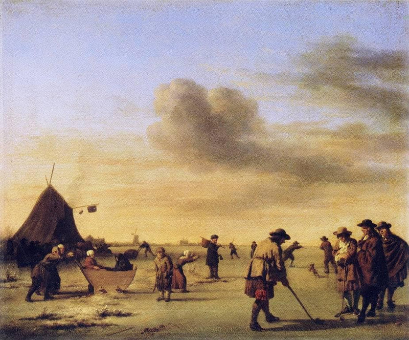 Golfers on the Ice near Haarlem by Adriaen van de Velde — Oil Painting Reproduction
