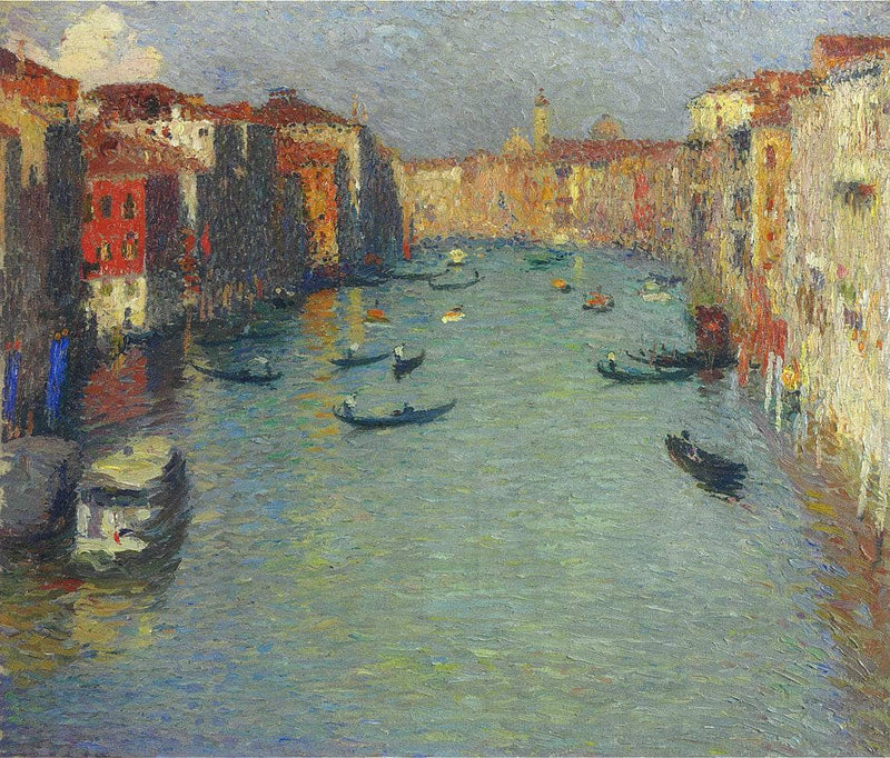 Gondolas on the Grand Canal in Venice by Henri Martin — Oil Painting Reproduction