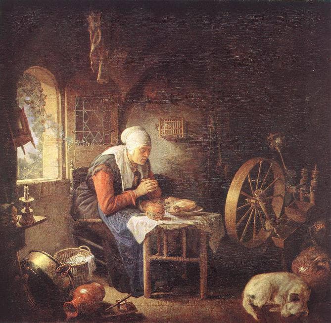 Grace Before Meat by Gerrit Dou — Oil Painting Reproduction