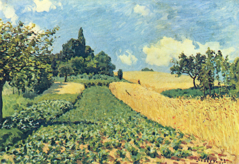 Grain fields on the hills of Argenteuil by Alfred Sisley — Oil Painting Reproduction