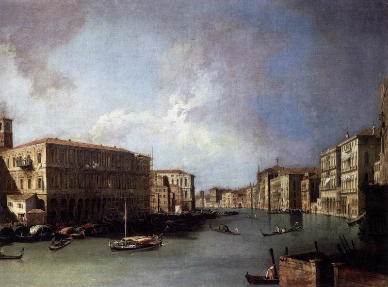 Grand Canal: Looking North from Nethe Rialto Bridge by Canaletto — Oil Painting Reproduction