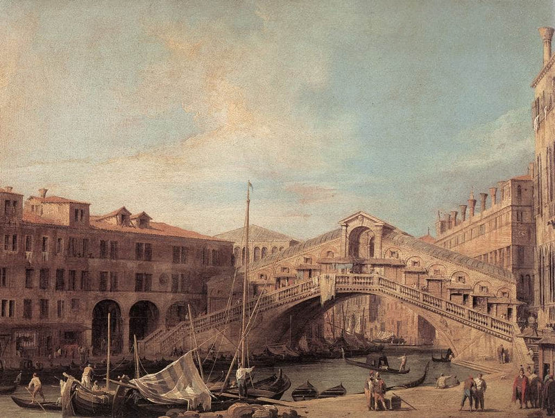 Grand Canal. The Rialto Bridge from the South. by Canaletto — Oil Painting Reproduction