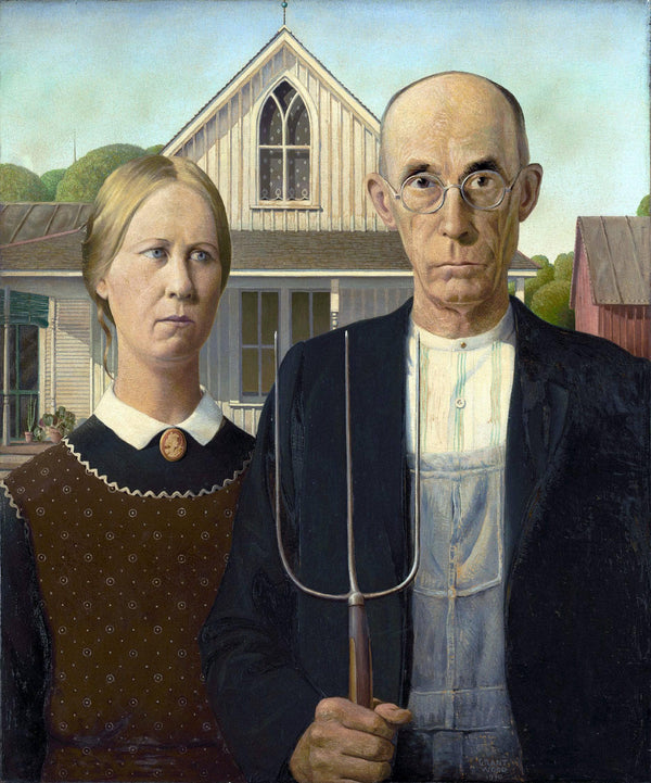 American Gothic, by Grant Wood, 1930, oil.