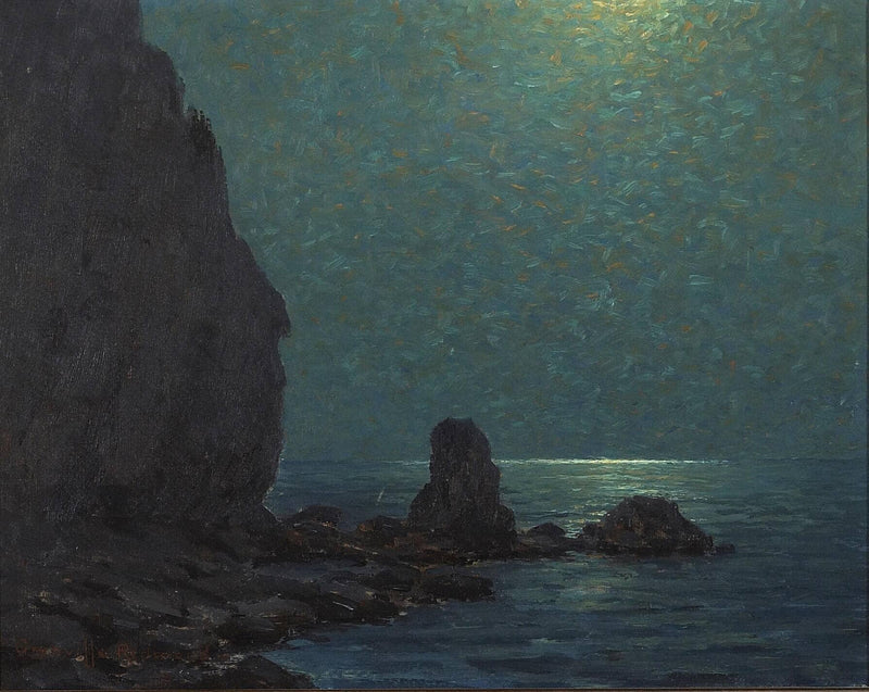 Catalina Island Coast Under a Moonlit Sky by Granville Redmond — Oil Painting Reproduction