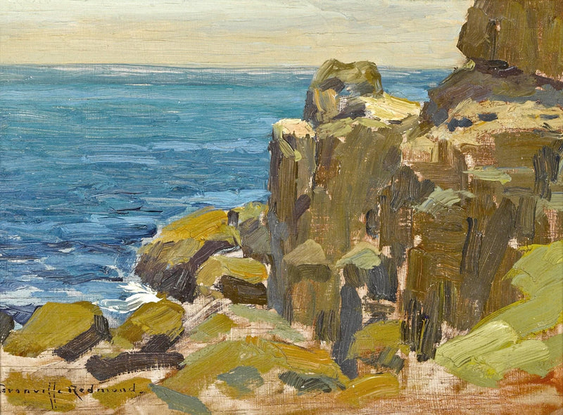 Rocky Cliffs, Catalina Island by Granville Redmond — Oil Painting Reproduction