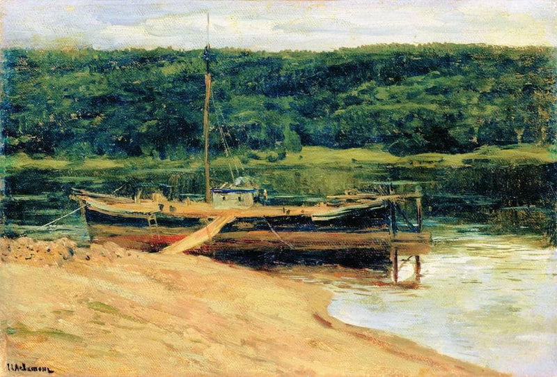 Gray day. Forest over river. by Isaac Levitan — Oil Painting Reproduction