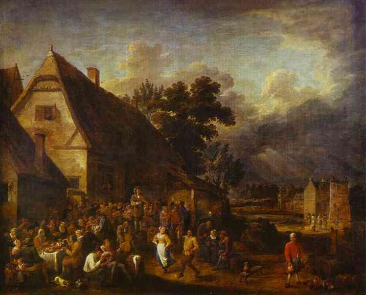 Great Village Feast with a Dancing Couple by David Teniers the Younger — Oil Painting Reproduction
