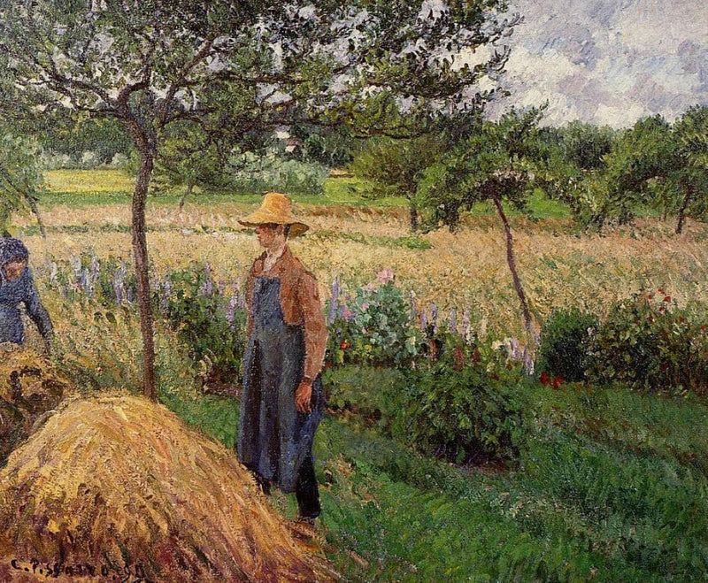 Grey Weather, Morning with Figures, Eragny by Camille Pissarro — Oil Painting Reproduction