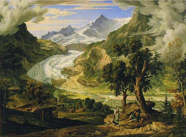 Grindelwald Glacier in the Alps. by Joseph Anton Koch — Oil Painting Reproduction