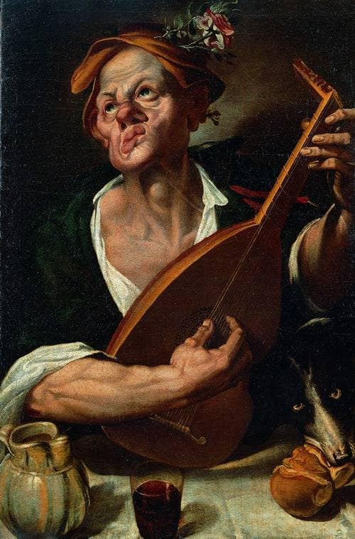 Grotesque Man who plays a Lute by Bartolomeo Passerotti — Oil Painting Reproduction