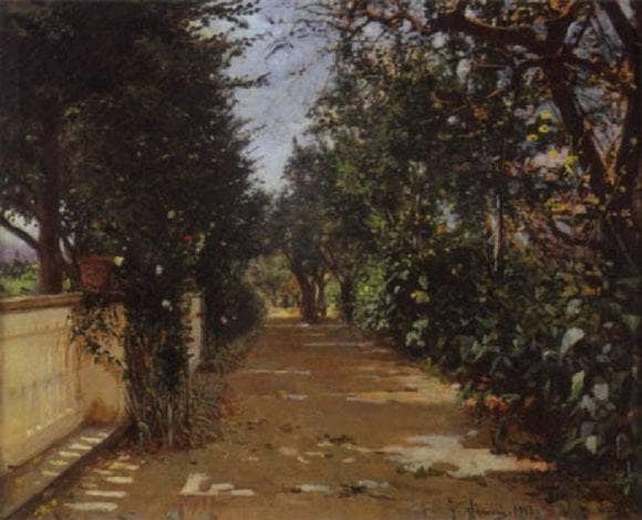 Grottaferrata, avenue to Villa Pizzi by Gustavo Simoni — Oil Painting Reproduction