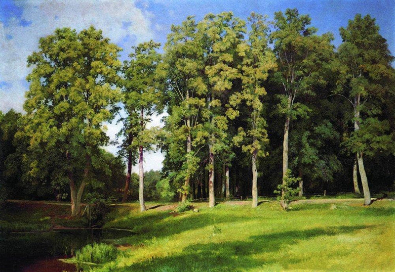 Grove by the Pond. Preobrazhenskoye by Ivan Shishkin — Oil Painting Reproduction