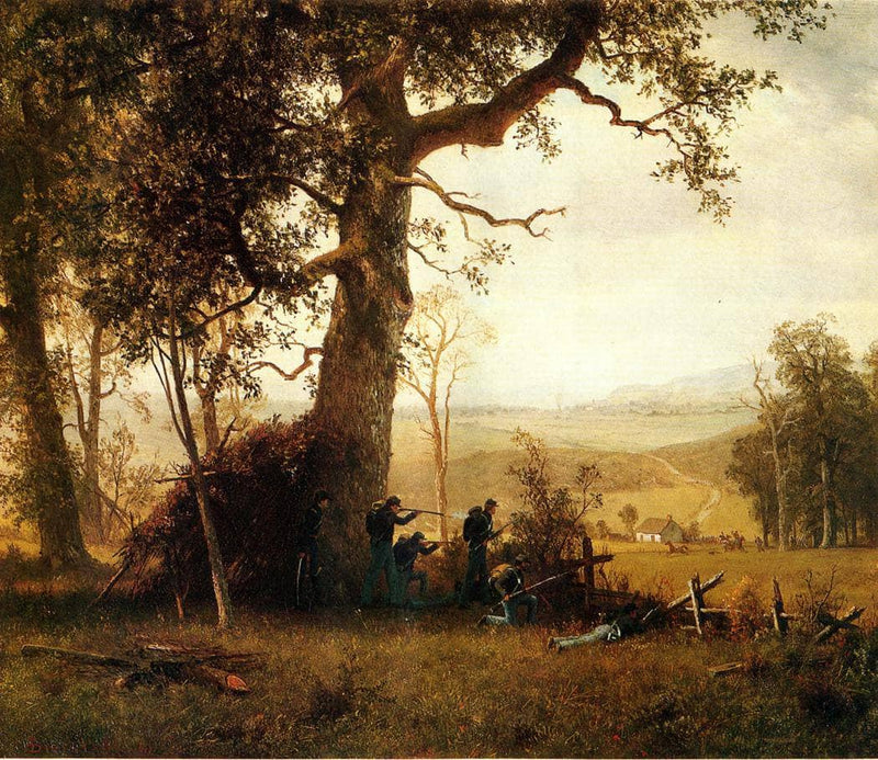 Guerrilla Warfare. Picket Duty in Virginia by Albert Bierstadt — Oil Painting Reproduction