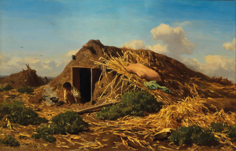 Gypsy Boy by a Hut by August von Pettenkofen — Oil Painting Reproduction