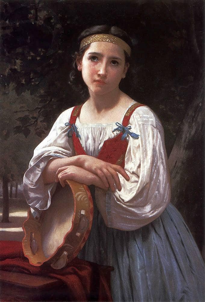 Gypsy Girl with a Basque Drum by William-Adolphe Bouguereau — Oil Painting Reproduction