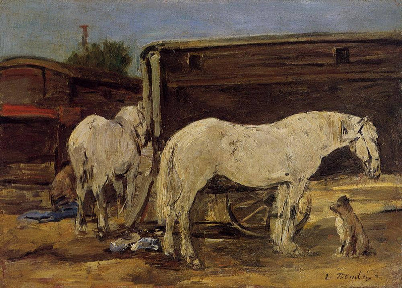 Gypsy Horses by Eugene Boudin — Oil Painting Reproduction