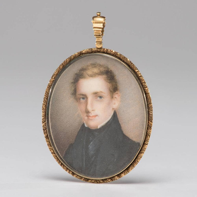 A portrait miniature of a young man on ivory, housed in a gold case with a lock of hair to verso by Anna Claypoole Peale — Oil Painting Reproduction