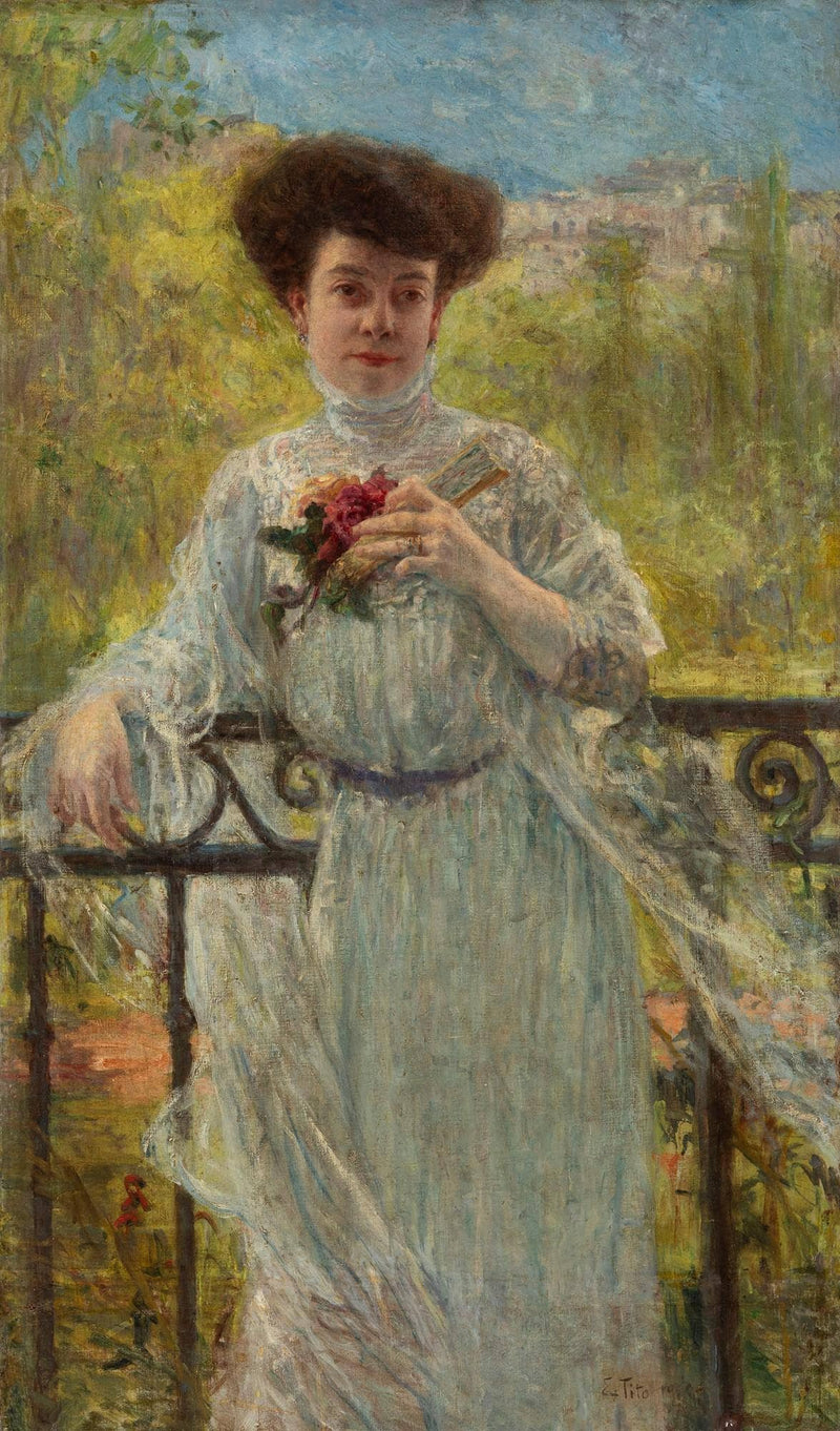 Portrait of a woman by Ettore Tito — Oil Painting Reproduction