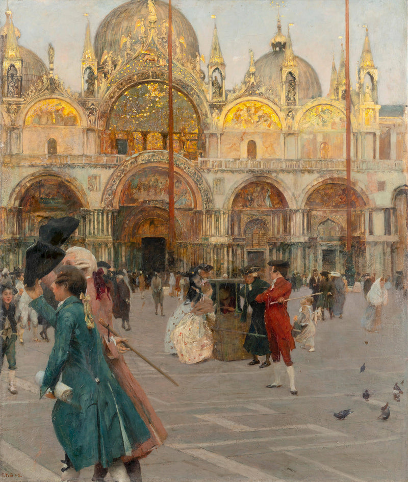 San Marco, Venice, 18th Century scene by Ettore Tito — Oil Painting Reproduction