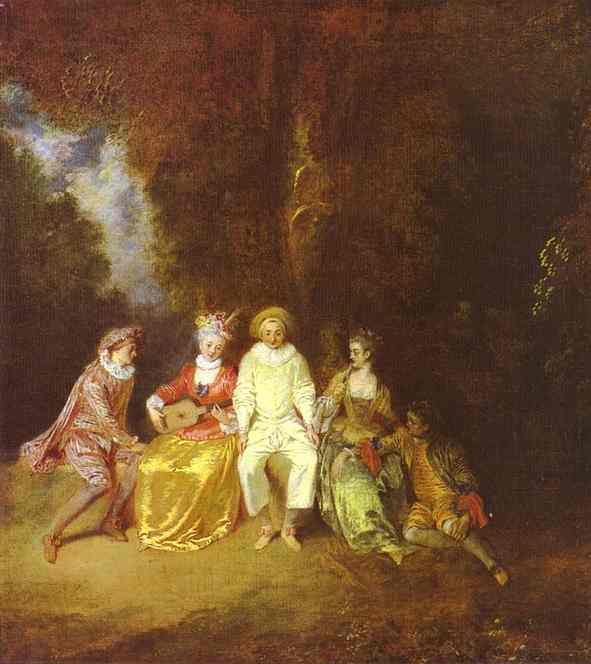 Happy Pierrot by Antoine Watteau — Oil Painting Reproduction