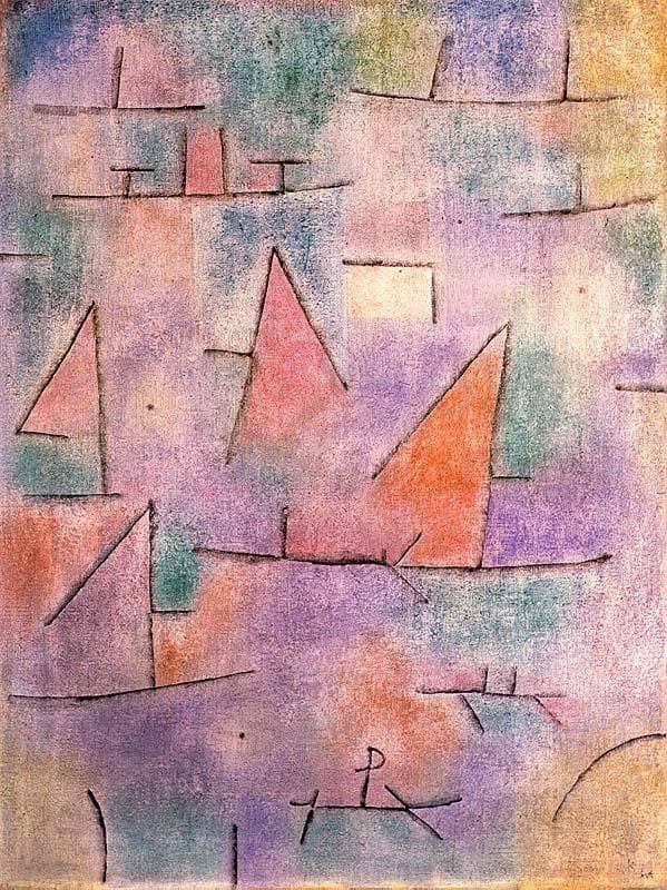 Harbour with sailing ships by Paul Klee — Oil Painting Reproduction