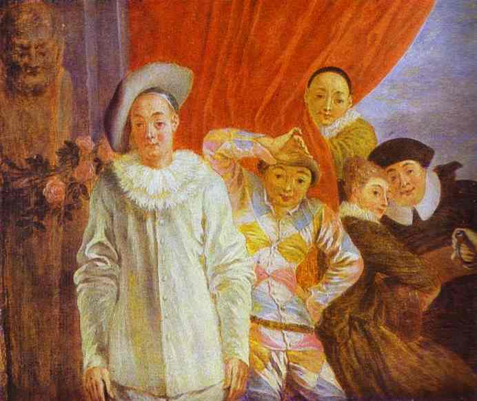 Harlequin, Pierrot and Scapin by Antoine Watteau — Oil Painting Reproduction