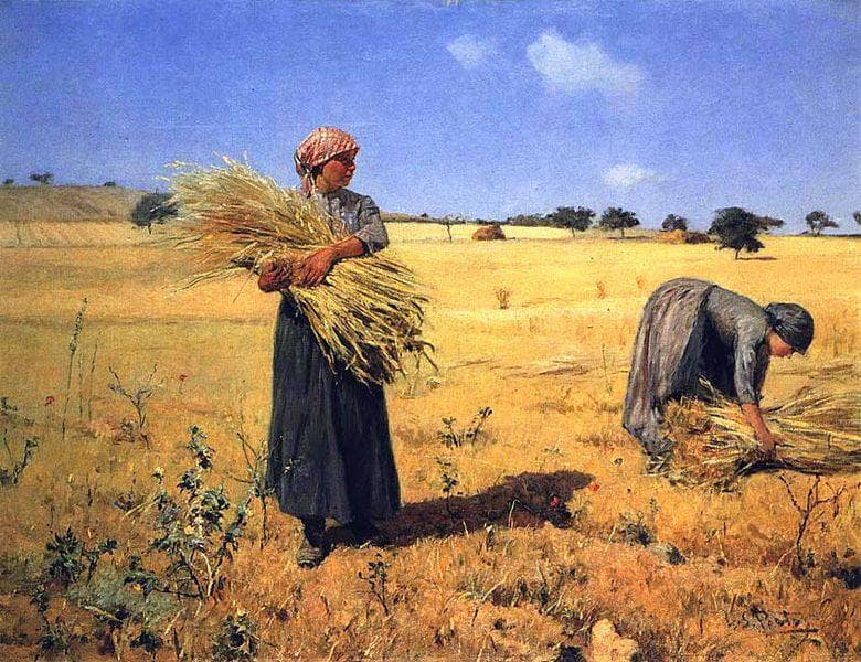 Harvest (Harvesters) by António de Carvalho da Silva Porto — Oil Painting Reproduction
