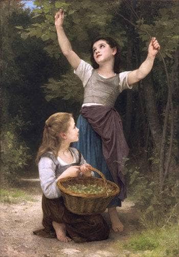Harvest of Hazelnuts by William-Adolphe Bouguereau — Oil Painting Reproduction