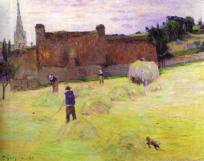Haymaking in Brittany by Paul Gauguin — Oil Painting Reproduction