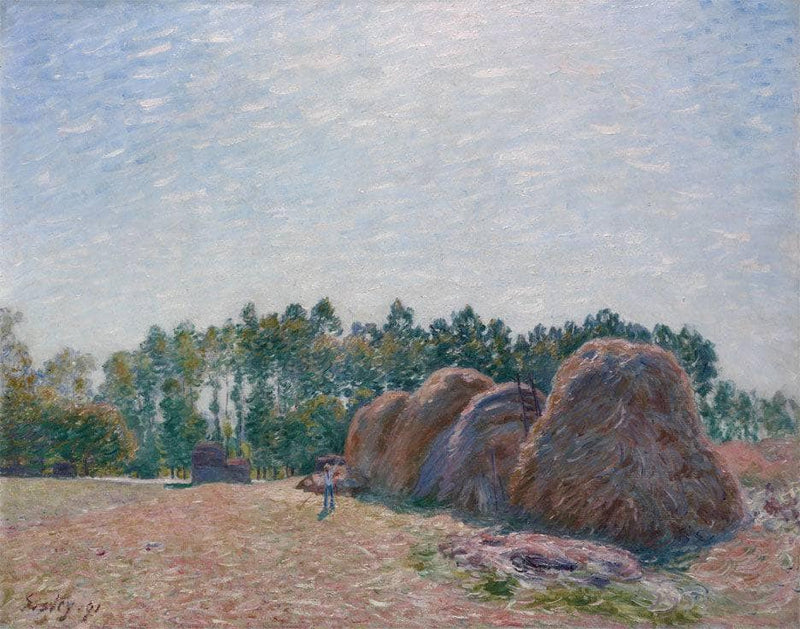 Haystacks at Moret Morning Light by Alfred Sisley — Oil Painting Reproduction