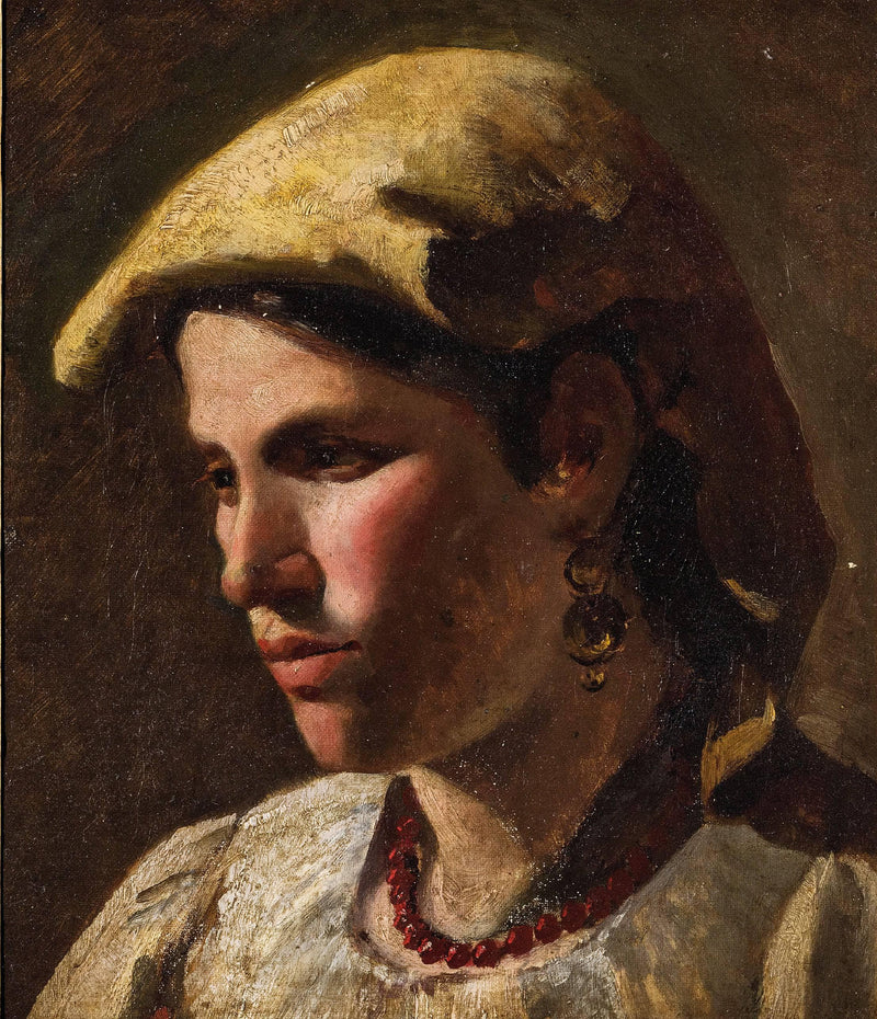 Head of a peasant woman by Michele Cammarano — Oil Painting Reproduction