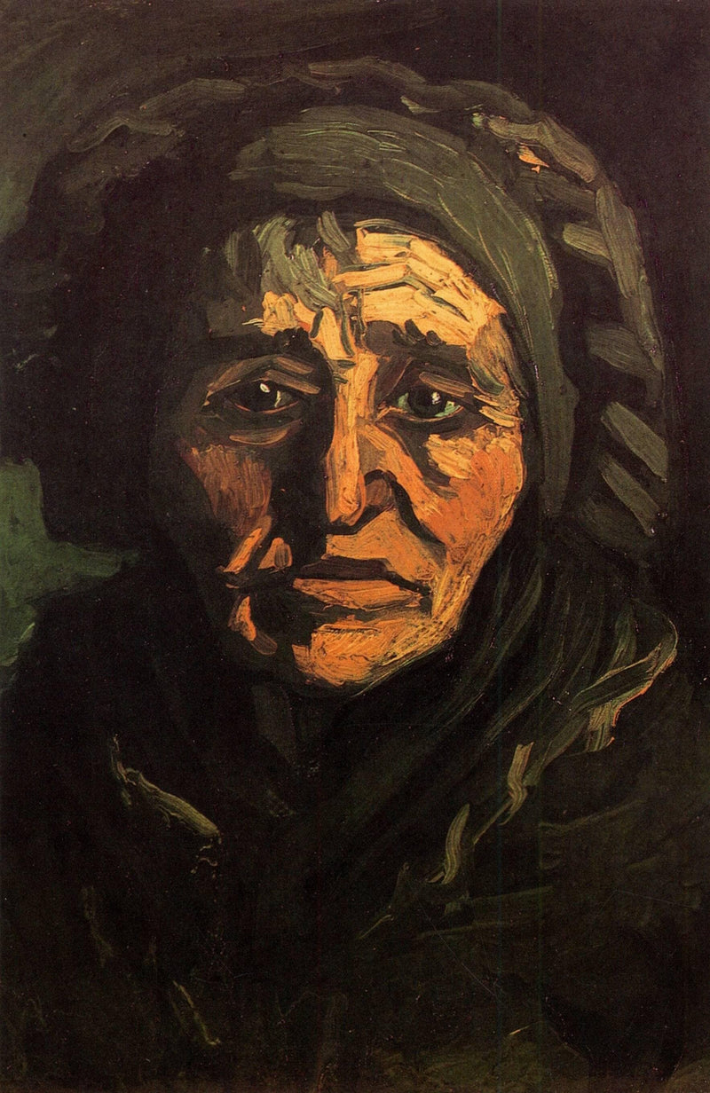 Head of a Peasant Woman with Greenish Lace Cap by Vincent van Gogh — Oil Painting Reproduction