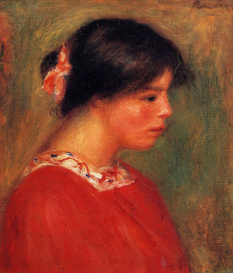 Head of a Woman in Red by Pierre-Auguste Renoir — Oil Painting Reproduction