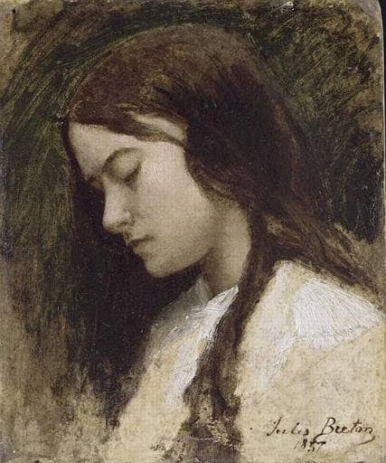 Head of a woman by Jules Breton — Oil Painting Reproduction