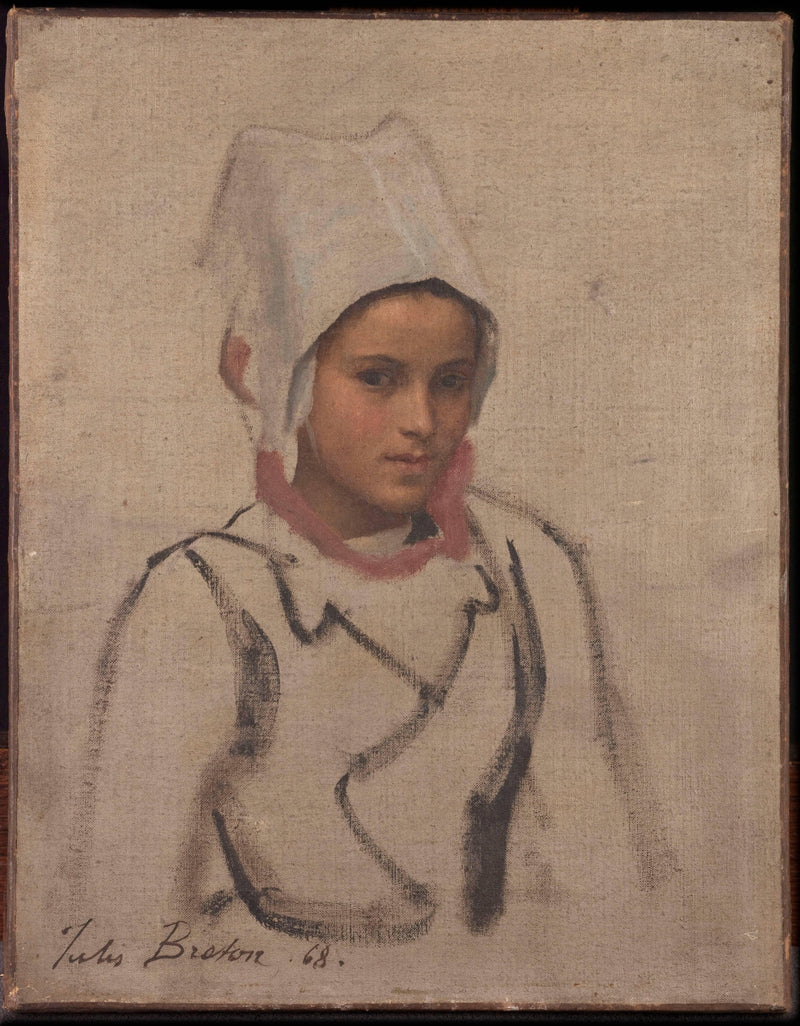 Head of a young Breton, study for Pardon by Jules Breton — Oil Painting Reproduction
