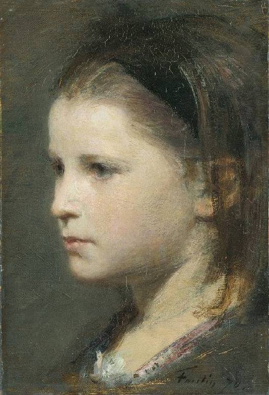 Head of a Young Girl by Henri Fantin-Latour — Oil Painting Reproduction