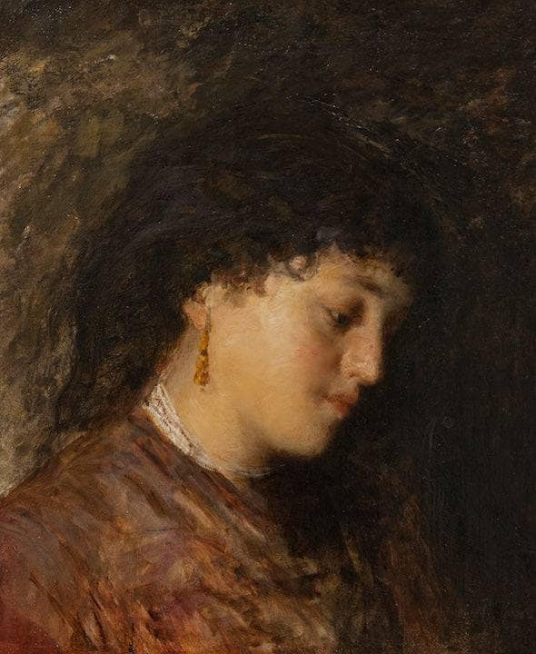 Head of a young girl by Noè Bordignon — Oil Painting Reproduction