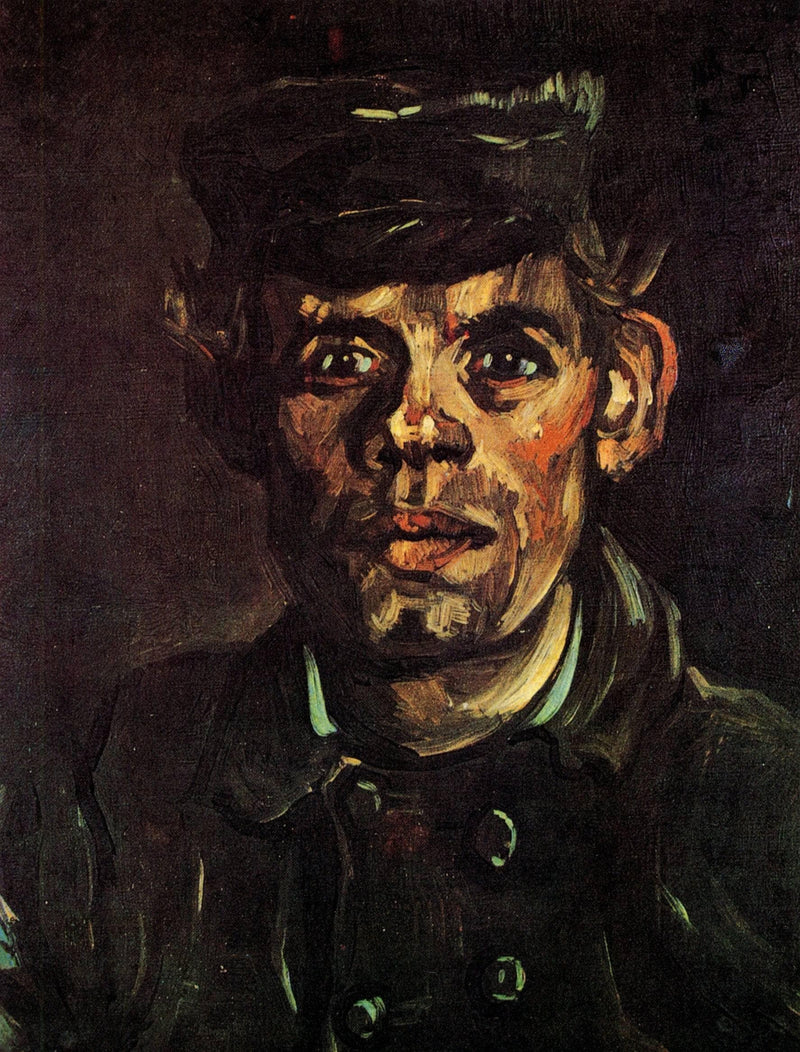 Head of a Young Peasant in a Peaked Cap by Vincent van Gogh — Oil Painting Reproduction