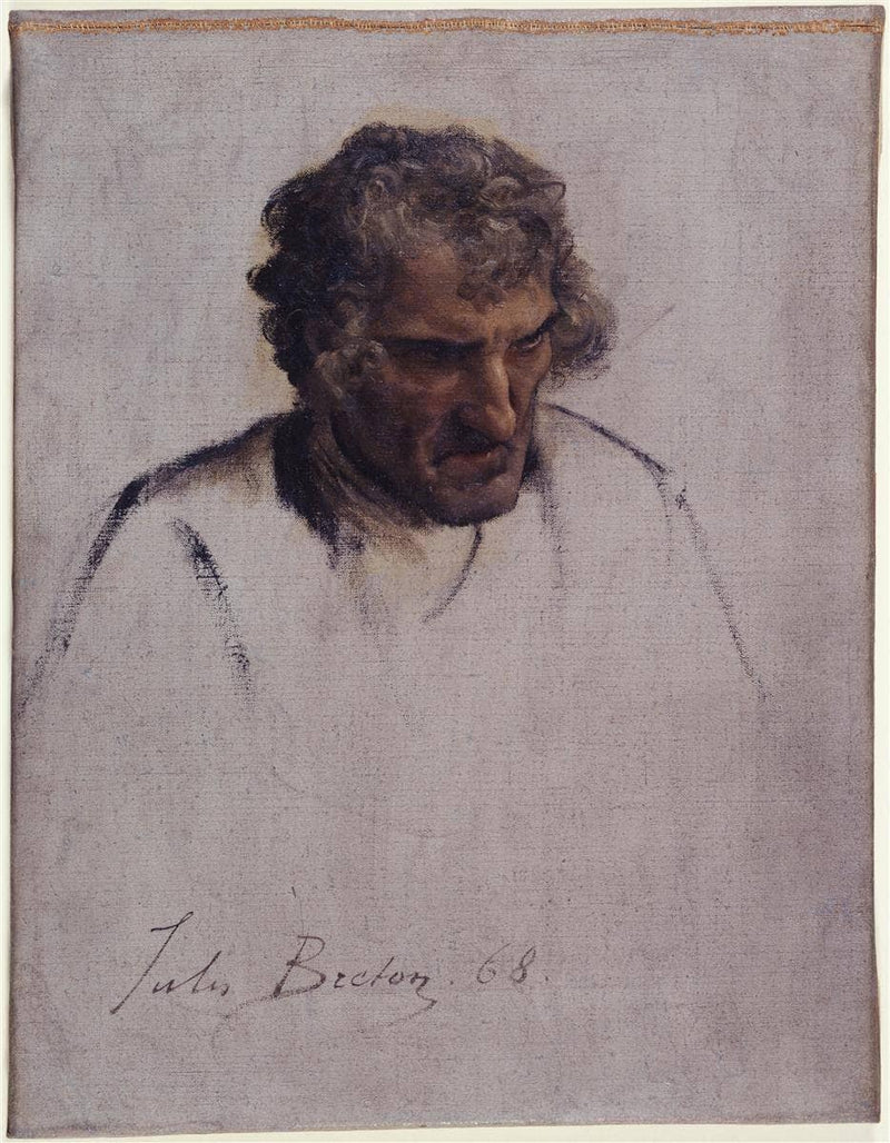 Head of Breton, Study for Pardon by Jules Breton — Oil Painting Reproduction