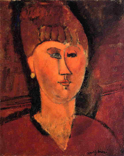 Head of Red-haired Woman in bedroom