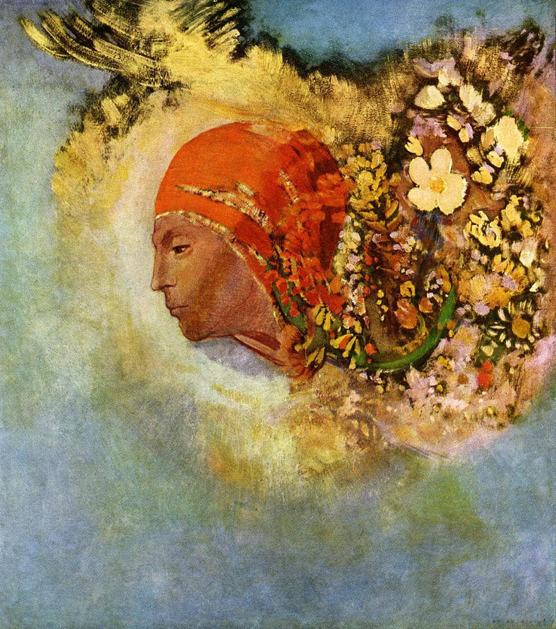 Head with Flowers by Odilon Redon — Oil Painting Reproduction