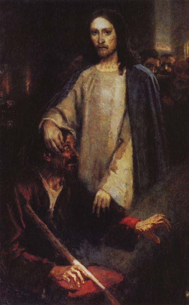 Healing the man born blind by Jesus Christ by Vasily Surikov — Oil Painting Reproduction