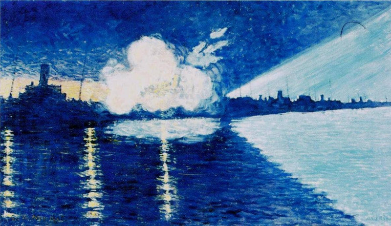 Helsinki Pakkahuoneen Ranta Illuminated by Spotlights by Alfred William Finch — Oil Painting Reproduction