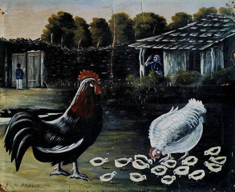 Hen with her chicks by Niko Pirosmani — Oil Painting Reproduction